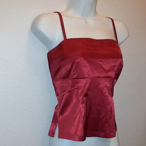 Red Satin Bustier Top * Nicely Made * Size 6 * Adjustable Straps *